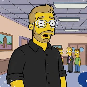 Motyw fotobudki AI — styl kreskówki Simpsonów