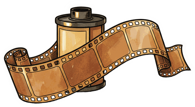 Rysowana ilustracja rolki filmu — dekoracja strony JustFlash