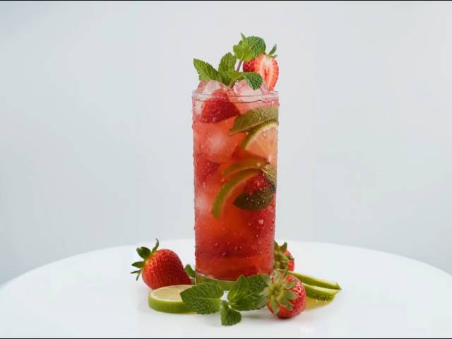 Truskawkowe mojito 0% — wersja bez alkoholu (mocktail)