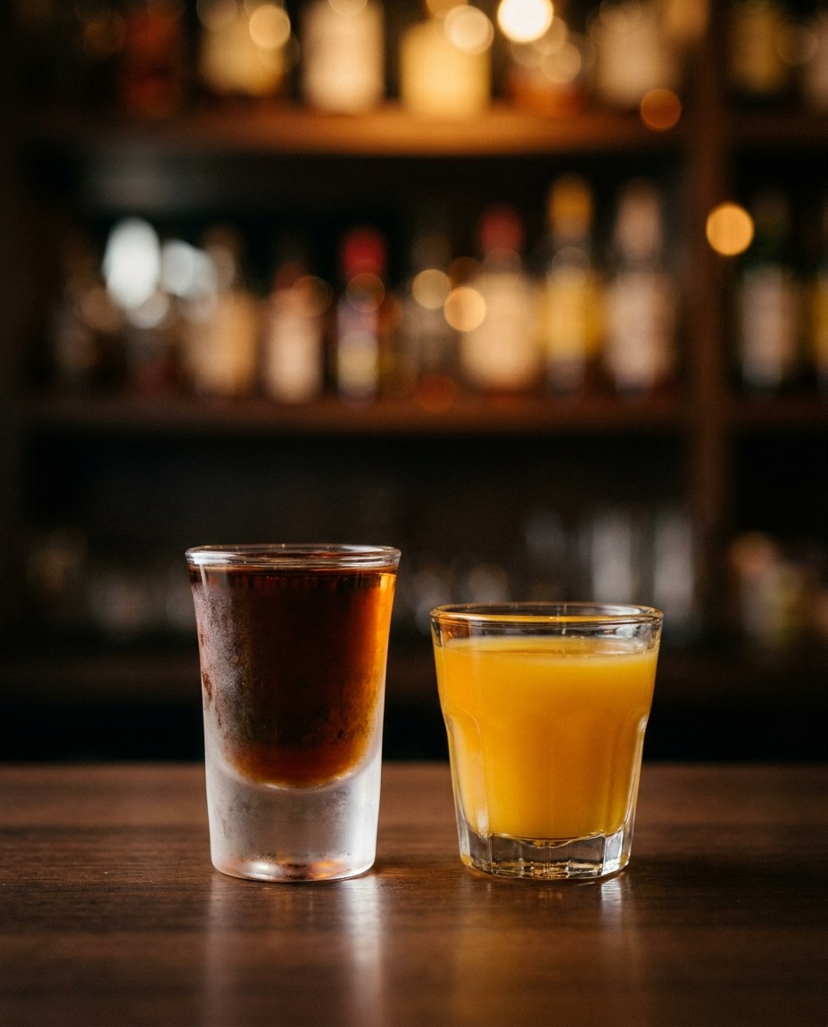 Jäger z sokiem — koktajl z karty mobilnego drink baru JustFlash