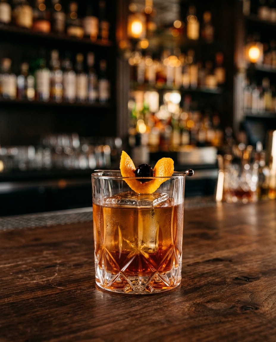 Old Fashioned — koktajl z karty mobilnego drink baru JustFlash