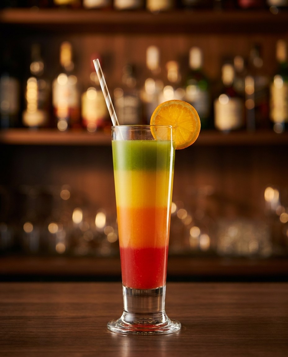 Tęczowy Sok — koktajl z karty mobilnego drink baru JustFlash