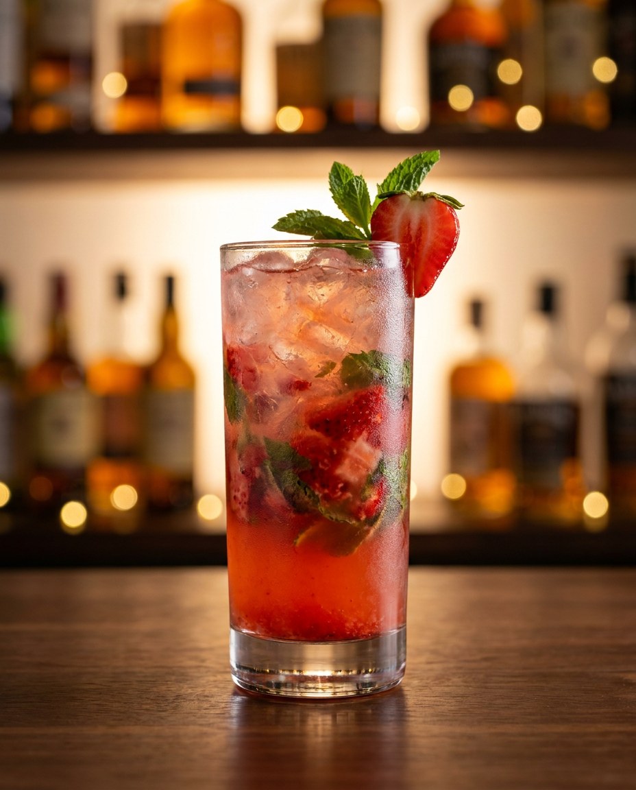 Truskawkowe Mojito — koktajl z karty mobilnego drink baru JustFlash